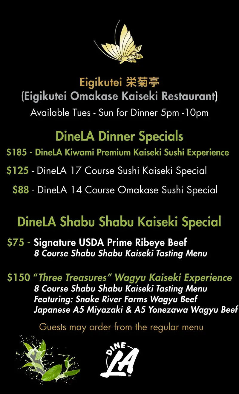 2026 Dine LA Dinner Menu